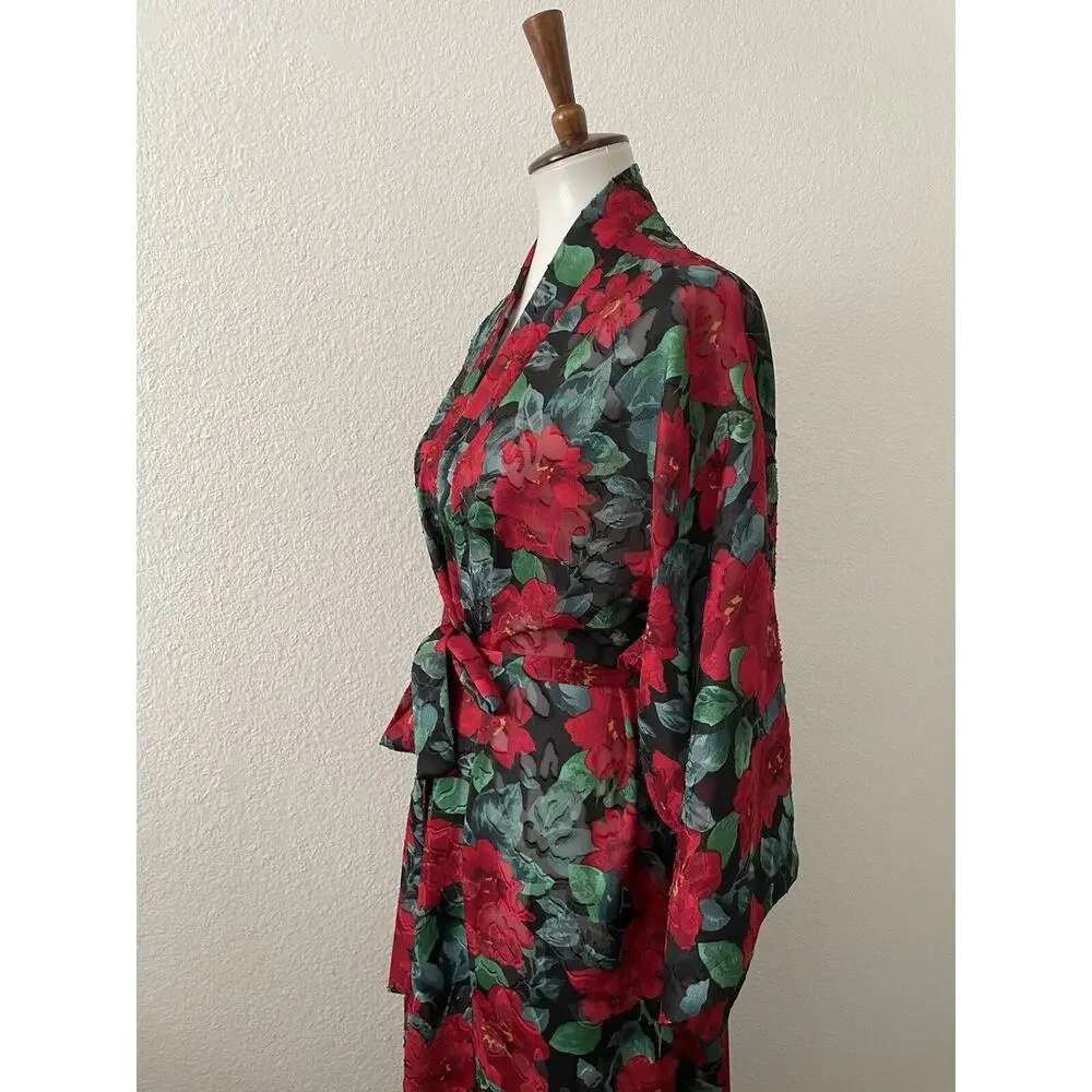 Victoria's Secret Vintage Sleepwear Robe Belted Multicolor Floral